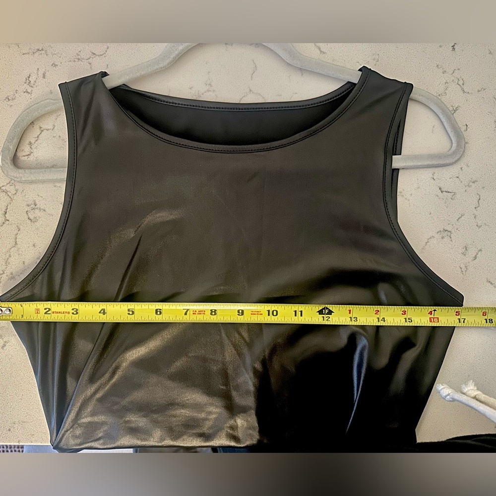 Faux Leather Black Sleeveless Dress - Picture 6 of 6